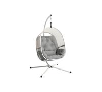 Suspended Egg Chair (suitable for indoor and outdoor use) swing chair with stand, includes seat cushion and lumbar pillow light grey