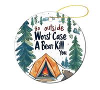 Suspendre Fourré Rustique Et Naturel. Sortez. Au Pire, Un Ours Vous Tuera. Pendentif Porcelaine Noël Décorations pour Magasins Intérieur Maison