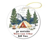 Suspendre Sortez, Au Pire Un Ours Vous Tuera. Décoration Porcelaine Noël Décorations pour Vacances Fête Maison