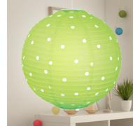 Sphère plafonnier suspension design rockabilly lampe pendule vert blanc pointillé