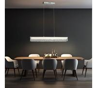 Suspendu Plafonnier Lampe LED Réglable en Hauteur 20 Watt Chrome Verre L 78 CM