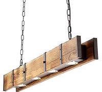 Suspendu Rustique de Ferme, Industriel en Bois métal, plafonnier Vintage, lumières LED pour Table à Manger, Cuisine, îlot de Bar, Lampe Suspendue rétro (4 lumières)