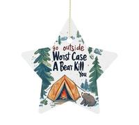 Suspendu Sortez, Au Pire Un Ours Vous Tuera. Hanging Céramique Noël Décorations pour Magasins Maison Bureau