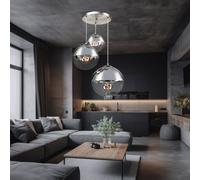 Suspendu Spot Boules Sommeil Chambre Lampe Transparent Verre Nickel Mat Chrome