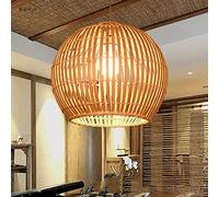 Suspension 1 lumière en rotin, Lustre Naturel Fait Main, Design Rond Unique, Abat-Jour tissé à la Main, éclairage Rustique DIY pour Cuisine, îlot, Salle à Manger, Salon