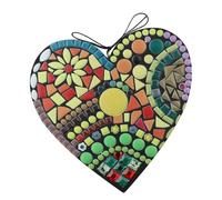 Suspension 20 x 20 cm pour décoration intérieure et extérieure faite à la main - Décoration extérieure colorée - Ornement maison amour mosaïque résine style cœur carillon à vent jardin mexicain