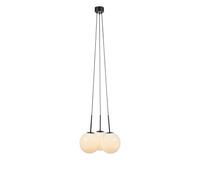 Suspension 3 abat-jours verre opale noir rond E27 40W - Markslöjd - Dione