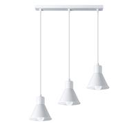 Suspension 3 Flammes Blanche B: 45 Cm T: 120 Cm Rétro E27 Suspension De Table