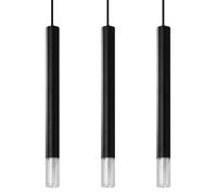 Suspension 3 Flammes Noir B: 45 Cm T: 120 Cm Métal Verre G9