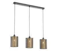 Suspension, 3 flammes, suspension, noir, lampe de salle à manger, réglable en hauteur, métal doré, 3x douilles E14, LxlxH 85x15x150cm, WOFI 12109