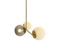 Suspension, 3 lumières Globe Suspension Lustre Milieu du siècle Lumière Moderne Finition brossée avec Globe Blanc Or