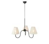 Suspension 3 lumières métal noir abat-jour lin beige E14 90 cm - Markslojd Veya