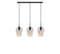 Suspension 3 lumières verre fumé E27 60W noir - Markslöjd - Retro
