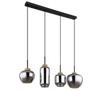 Suspension 4 flammes fumée lampe de salle à manger suspension suspension verre fumé, métal, 4x douilles E27, LxlxH 96x23x120 cm
