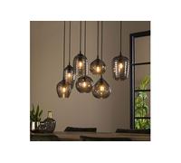 Suspension 7 lampes 90x30x150 cm en verre gris et métal - AMP