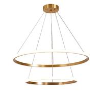 Suspension à 2 Anneaux en Laiton, Lampe Suspendue en cuivre avec Abat-Jour en Acrylique, luminaire LED Moderne 45 W, Lampe Suspendue Minimaliste Moderne pour Bureau, 3 Modes de Couleur