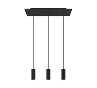 Suspension à 3 Bras avec XXL Rose-One rectangulaire 675 mm complète avec câble Textile et Abat-Jour en métal Tub-E14 - Noir Mat Dibond, avec Ampoule