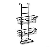 Suspension à 3 niveaux avec crochets et bandes sans perçage Cadre en acier inoxydable 304 Porte-savon intégré Fond ouvert pour un drainage rapide Prise en main antidérapante