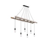 Suspension à 6 ampoules avec échelle en bois, largeur 160 cm