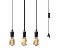 Suspension à brancher, 3 lampes suspendues avec cordon et interrupteur, douille E26, lampes industrielles à monter soi-même pour chambre à coucher de style campagnard, décoration lumineuse pour la ma
