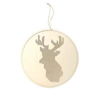 Suspension À Broder Tête De Renne En Bois 22cm
