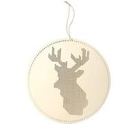 Suspension à broder tête de renne en bois 22cm - graine créative Beige G