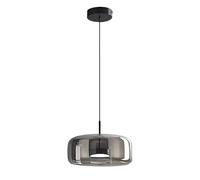 Suspension à disque, lampe suspendue en métal noir, lampes suspendues avec abat-jour en verre gris fumé, lustre d'éclairage décoratif de salle à manger, lampes LED modernes - 12 W - Mode 3 couleurs