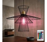 Suspension à intensité variable avec télécommande, luminaire de salle à manger, plafonnier rétro suspendu en forme de cage, changement de couleur RGB, 8,5 W, 806 lm, blanc chaud, L x H 45 x 150 cm