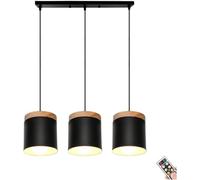 Suspension à Piles avec Télécommande Et Ampoule, Plafonnier Non Câblé, éclairage Suspendu Rechargeable pour îlot De Cuisine, Table à Manger, Salon, Chambre à Coucher, Black, Disc 3 in 1