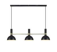 Suspension À Trois Lampes Larry En Noir-Laiton