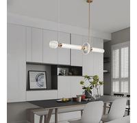 Suspension à tube long en acrylique, lampe suspendue en alliage galvanisé avec finition dorée S, lustre de salle à manger en bande, lampes à suspension LED modernes - 40 W, isla linéaire ultra-mince