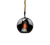 Suspension à vis E27 à tête Unique, Abat-Jour en Verre avec Corde de Chanvre, plafonnier rétro Amen, idéal pour Un Bar, Un café ou Un Bureau.