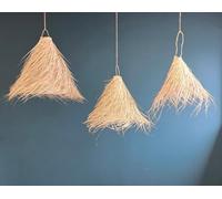 Suspension/Abat-jour/Lustre en osier, fibres naturelles, feuilles de palmiers, luminaire (Taille M)