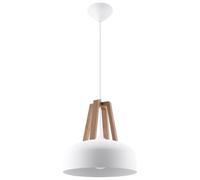 Suspension CASCO E27 LED - SOLLUX - Blanc/Bois - Industriel - Loft - 60W