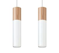 Suspension Acier Bois Naturel/Blanc GU10 2 Pablo