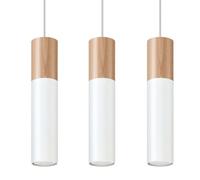 Suspension Acier Bois Naturel/Blanc GU10 3 Pablo