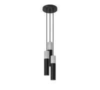 Suspension Acier Gris/Noir GU10 3 Borigio