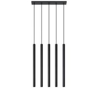 SOLLUX lighting Pastelo Suspension de plafond avec 5 spots - Plafonnier pour salon, salle à manger - Lampe de cuisine - Acier revêtu par poudre - Noir 45 x 5 x 90 cm