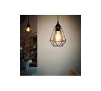 EGLO Suspension luminaire Tarbes, lustre au look vintage et rétro, lampe suspendue en acier et plastique noir, douille E27, Ø 17,5 cm