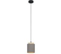 Eglo Suspension Albariza 1 Ampoule Vintage Moderne en Acier, Bois et Textile Noir, Naturel, Cappuccino, Or, Lampe de Salle à Manger, Lampe de Salon Suspendue avec Douille E27