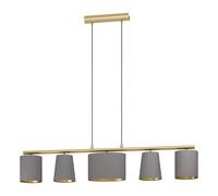 Suspension ALMEIDA 2 E14 5X40W en acier laiton brossé 1200x155x1100mm
