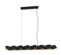 Suspension ALTAGRACIA LED 4X11W en acier noir et or 1350x65x1500mm
