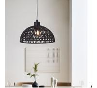 lux.pro Suspension Design Intemporel Lampe à Suspendre Moderne et Stylée Lustre avec Douille E27 Réglable en Hauteur pour Salon Chambre Bureau Métal Rotin Hauteur Totale 156 cm Noir