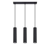 SOLLUX lighting Suspension Luminaire - Lustre Plafonnier - en Aluminium - 3 Abat-jours - 45 x 5,6 x 98 cm - Karbon Noir