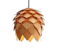 Suspension américaine luminaire suspendu lampe en bois massif créatif moderne lustres artisanat cône de pin E27 base pour cuisine îlot canapé coin étude salon (15.74in, lumière chaude) Comfortable