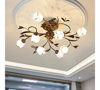 Suspension américaine, style pastoral français, style floral, luminaire décoratif d'intérieur, idéal pour un salon, une salle à manger, une chambre à coucher, une villa ou une salle de séjour (8 lumiè