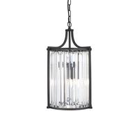 Suspension Ampoule Étroite Ø 26 Cm Noir Clair Cristal 2x E14 Salle À Manger