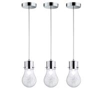 Suspension ampoule vintage lampe salon suspension ampoule décorative E14, treillis métallique, métal chromé, douille E14, DxH 12x150 cm, lot de 3