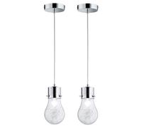 Suspension ampoule vintage lampe salon suspension ampoule décorative E14, treillis métallique, métal chromé, douille E14, DxH 12x150 cm, lot de 2