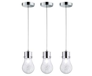 Suspension ampoule vintage lampe salon suspension ampoule décorative E14, treillis métallique, métal chromé, douille E14, DxH 12x150 cm, lot de 3